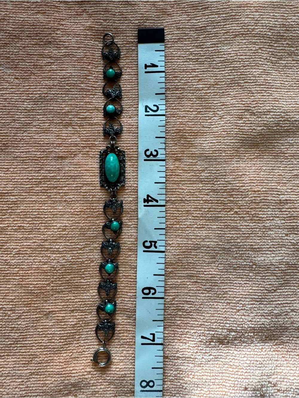 Vintage Turquoise Stone Silver-Tone Bracelet